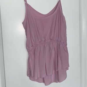 Lavender silk top from Aritzia